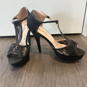 Black Lace Platform Heels